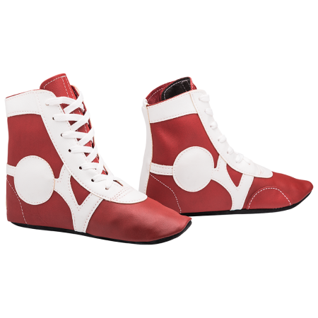 Купить Обувь для самбо SM-0102, кожа, красный Rusco в Рузе 